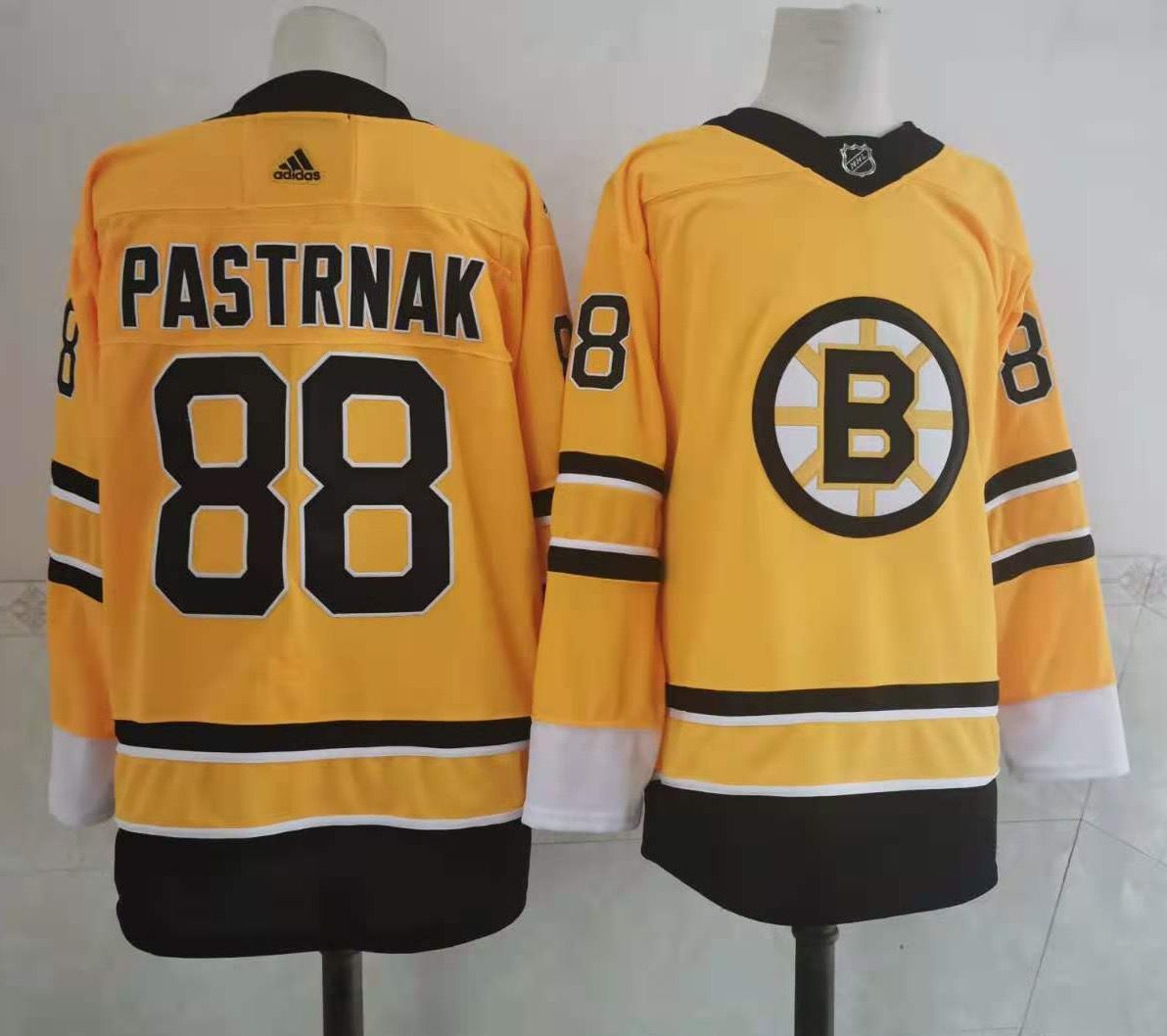 Adidas Men Boston Bruins #88 Pastrnak Authentic Stitched yellow NHL Jersey->customized nhl jersey->Custom Jersey